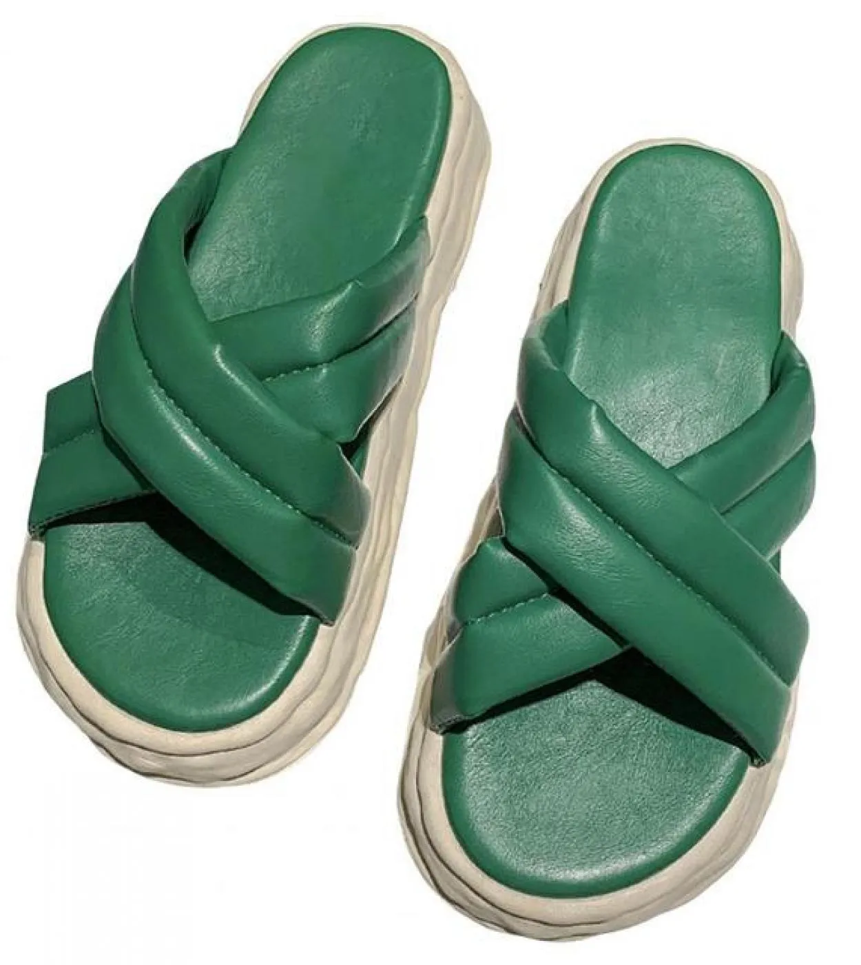 1 paio di pantofole da donna con suola spessa a forma di croce sandali da spiaggia infradito in gomma color caramello punta aper