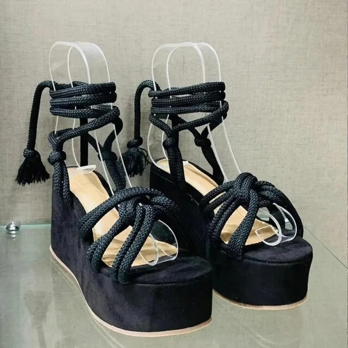 2023 sandali con zeppa con plateau estivo sandali da donna con punta tonda moda donna scarpe Casual taglie forti per donna sanda