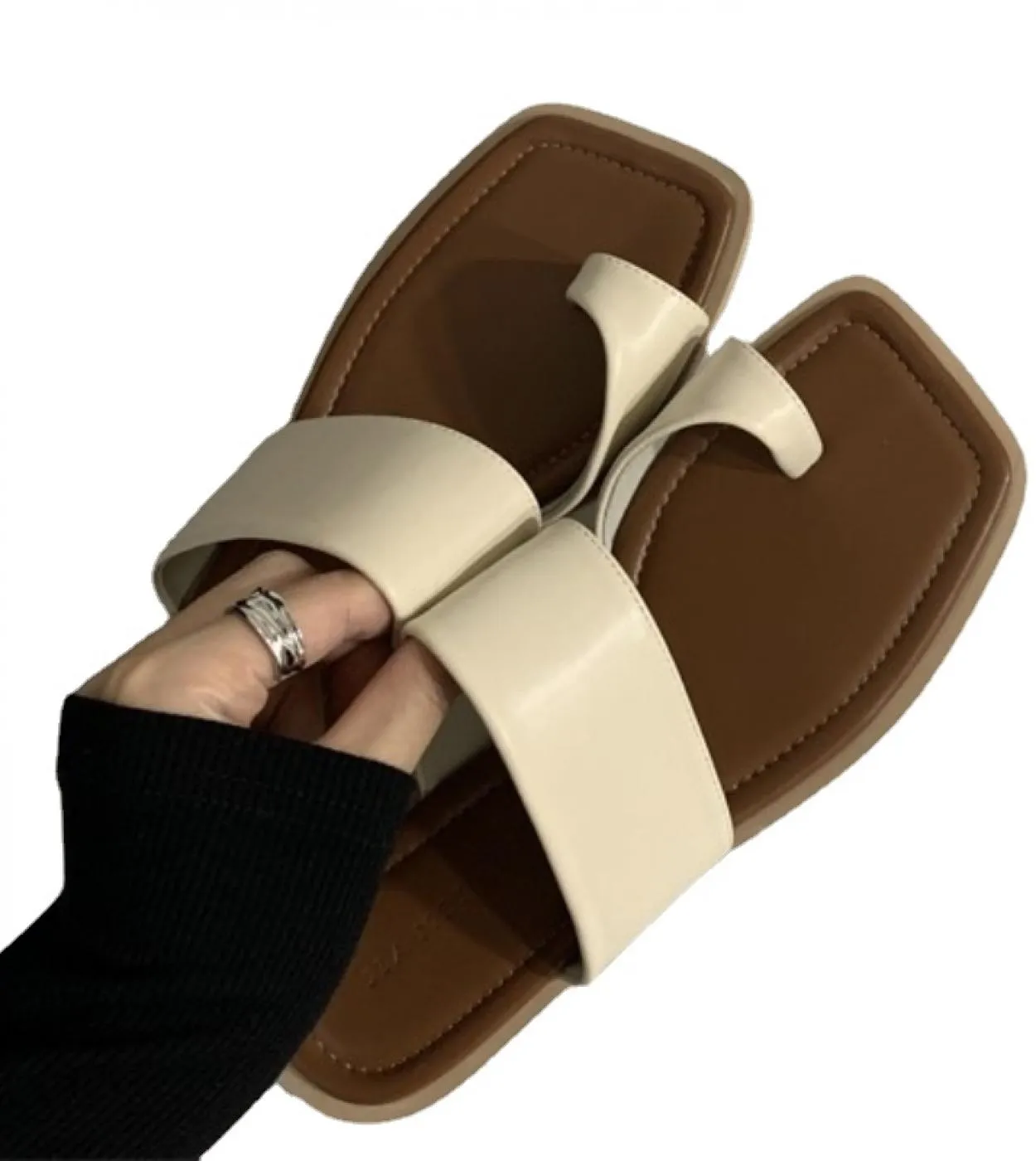 2023 sandali piatti estivi tinta unita moda pantofole da esterno open toe scarpe da spiaggia Casual scarpe da donna taglie forti