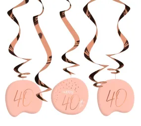 5 spirali 40° compleanno rosa