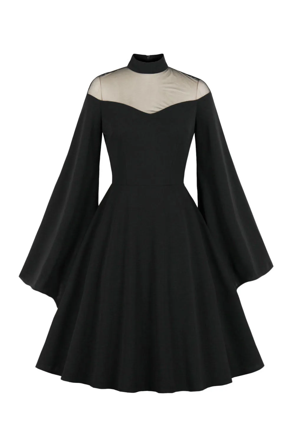 Abito Vintage Nero halloween con maniche lunghe