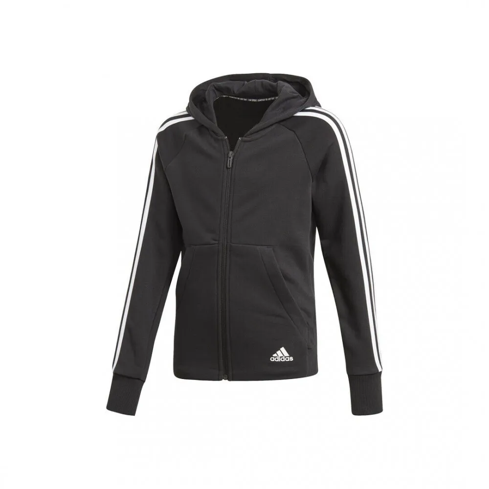 ADIDAS felpa girl triband con cappuccio nero uomo