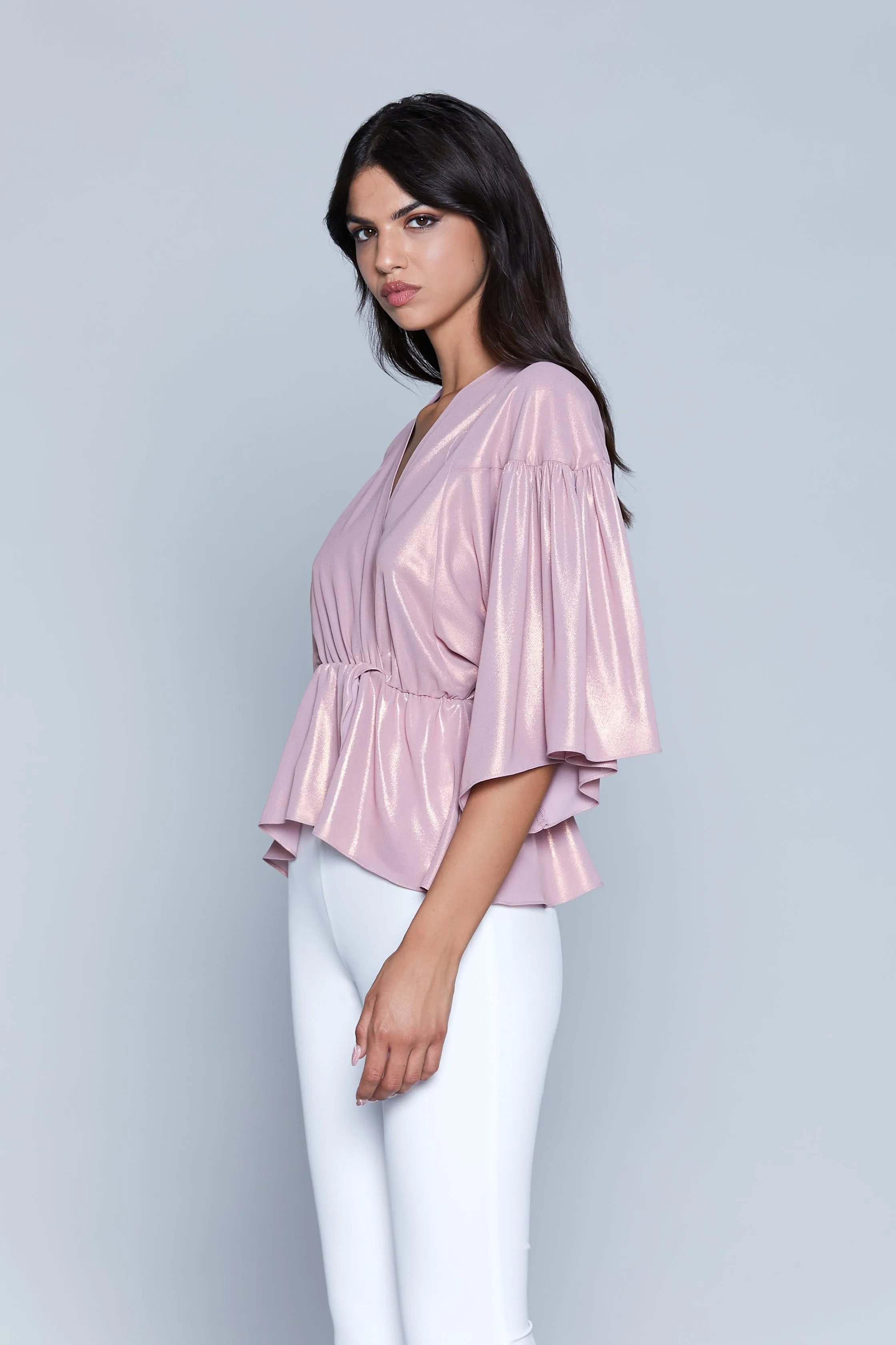 Blusa CAMA M.3/4 kimono scollo incrocio più arriccio vita