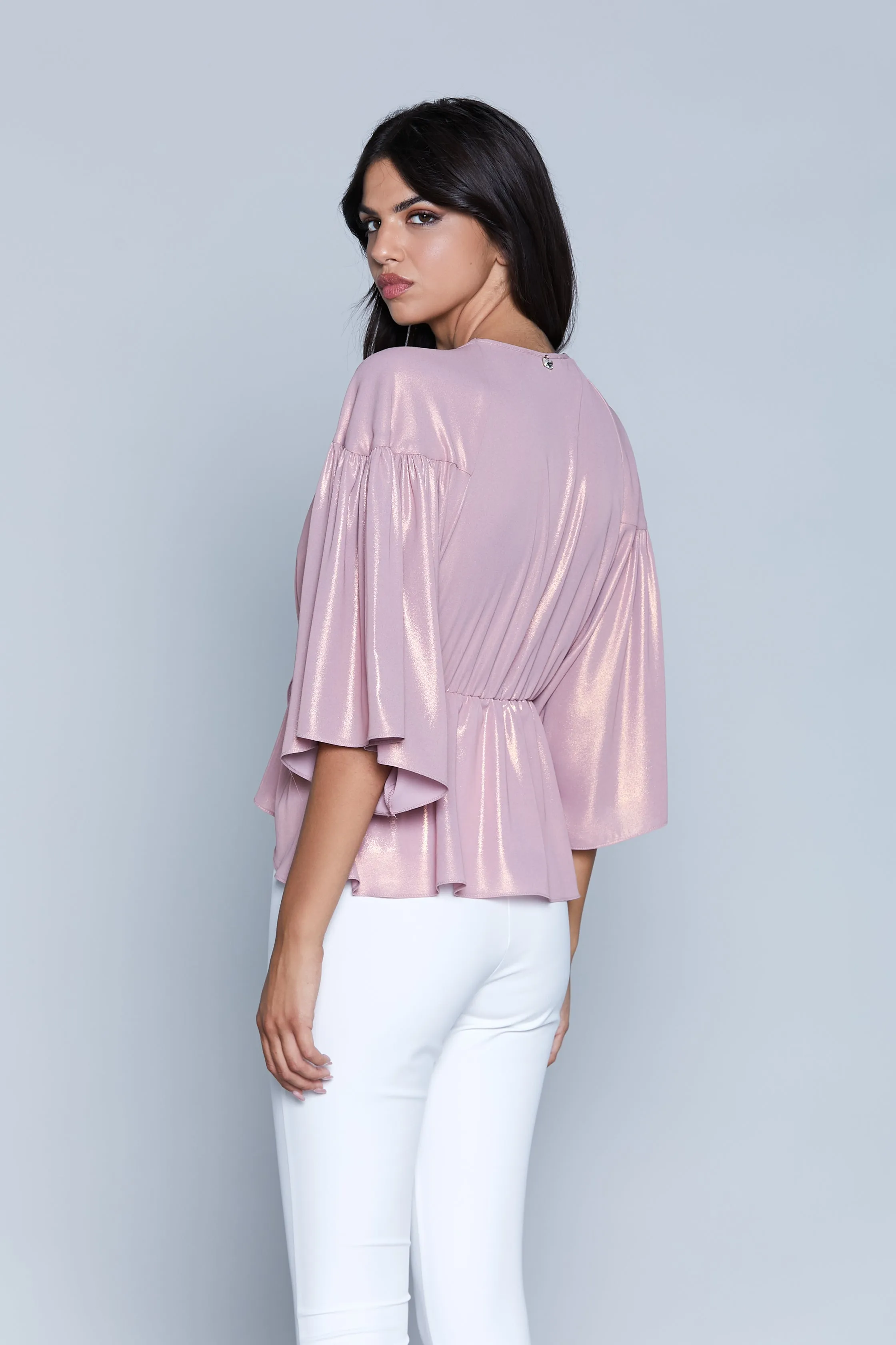 Blusa CAMA M.3/4 kimono scollo incrocio più arriccio vita