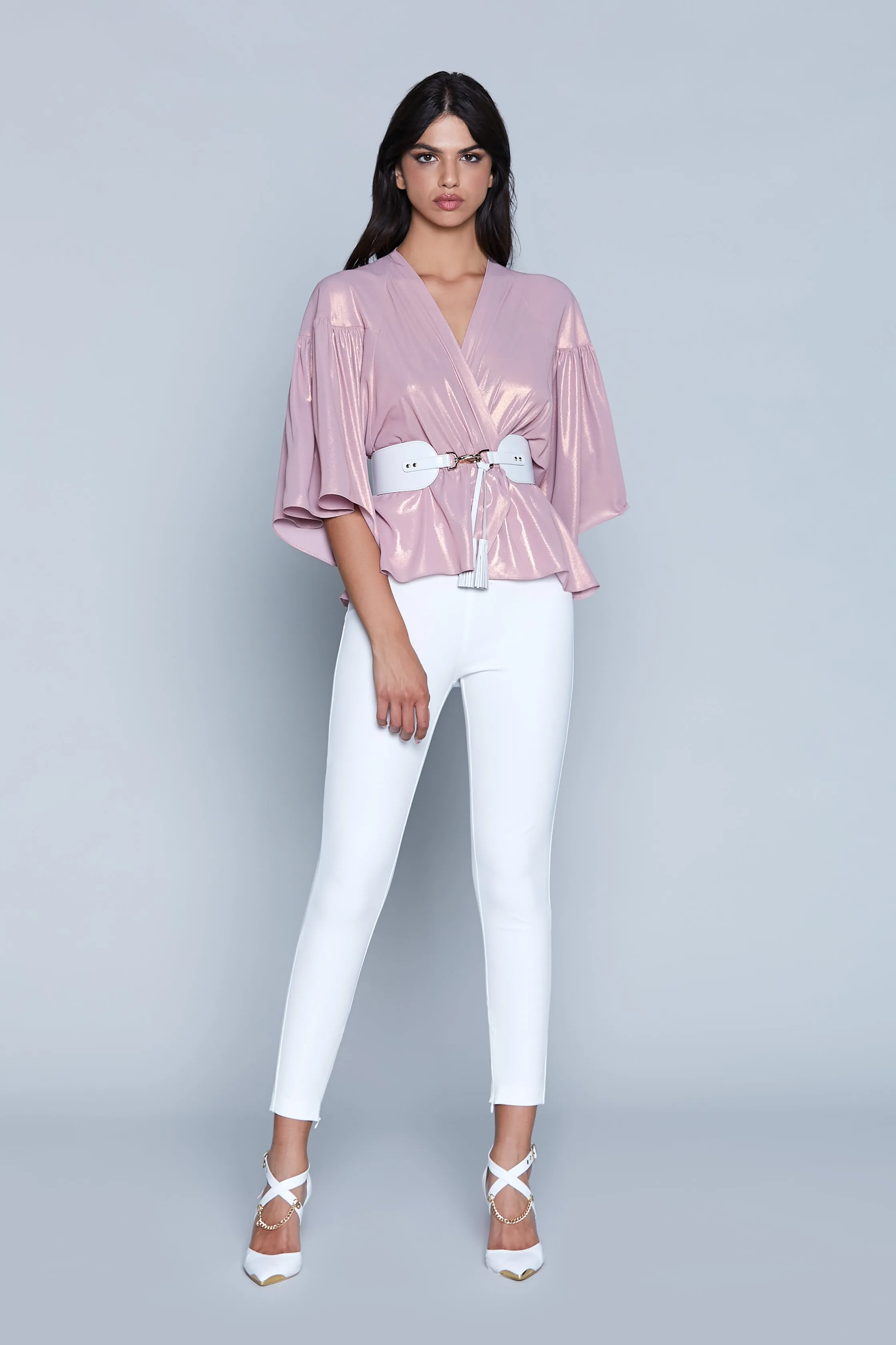 Blusa CAMA M.3/4 kimono scollo incrocio più arriccio vita