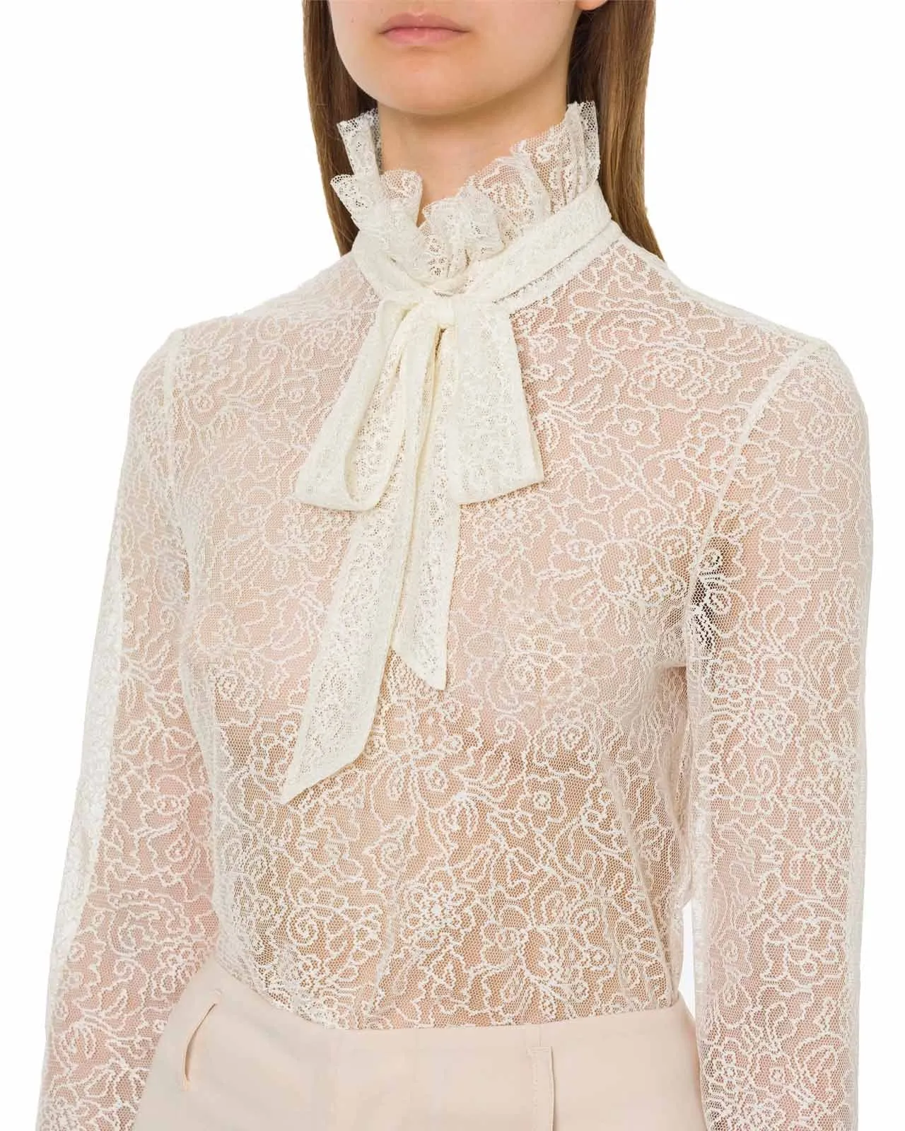 Blusa pizzo floreale bianca