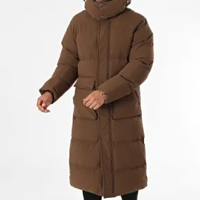 Cappotto lungo marrone con cappuccio