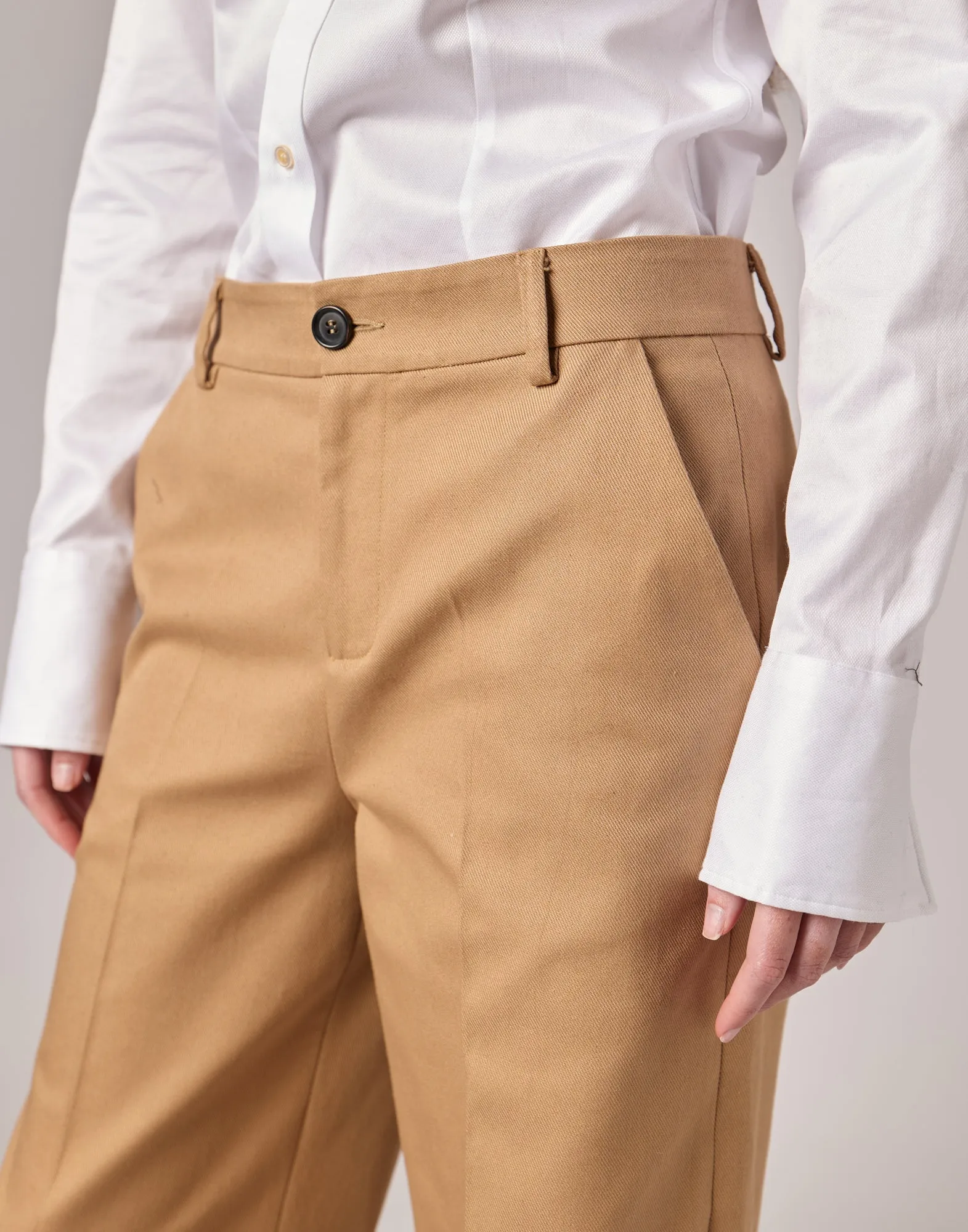 DOUUOD Pantaloni a Uomo in Cotton Drill Camel