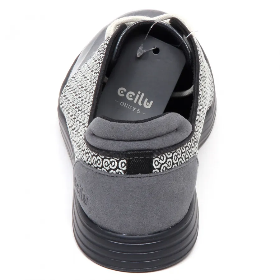 E8138 (WITHOUT BOX) sneaker uomo grey/black CCILU tissue/eco suede shoe man