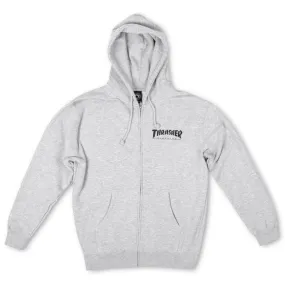 Felpa Cappuccio Zip Uomo Logo Zip Grigio/nero