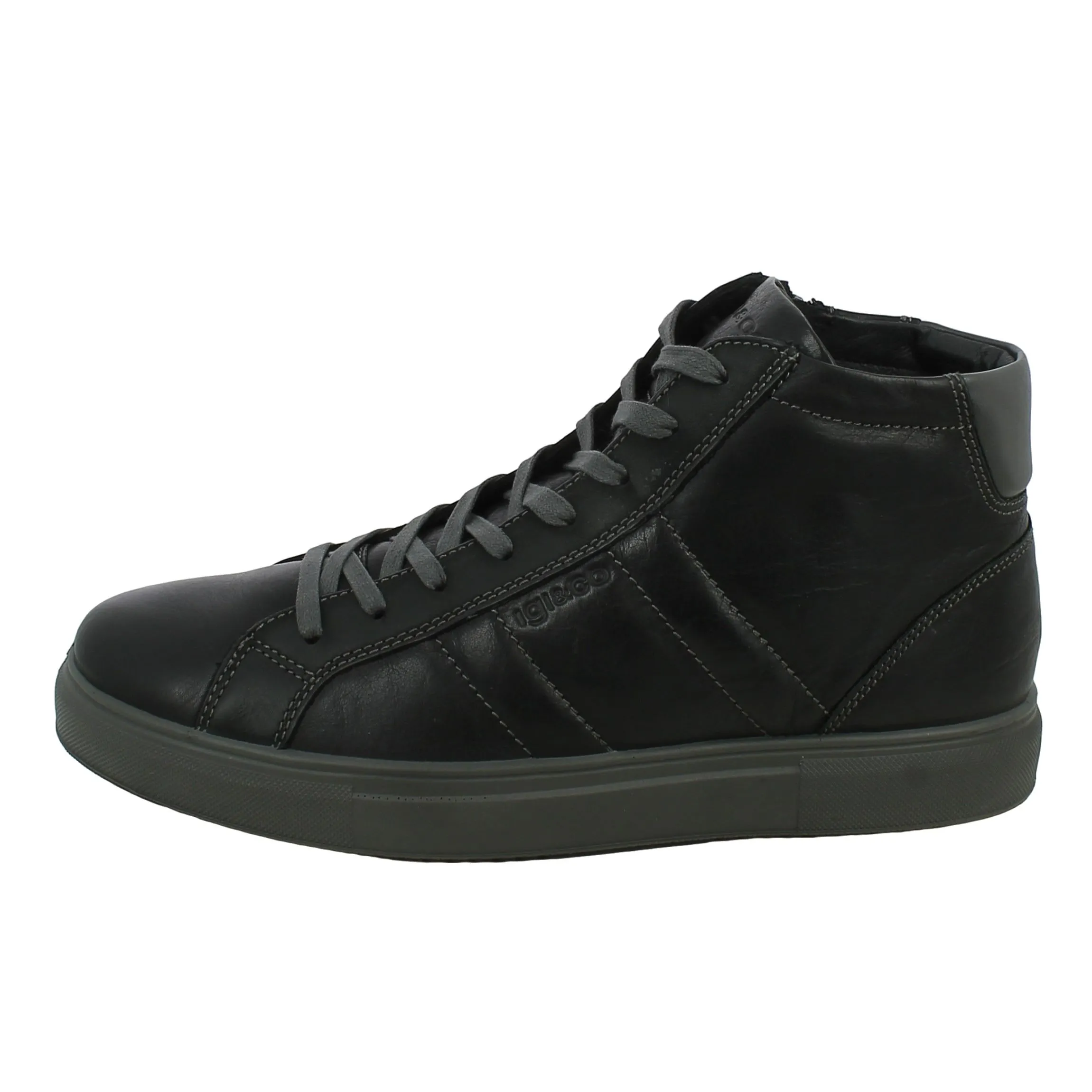 Igi&Co  Sneaker Alta Igi&Co Uomo in Pelle Nera e Zip 