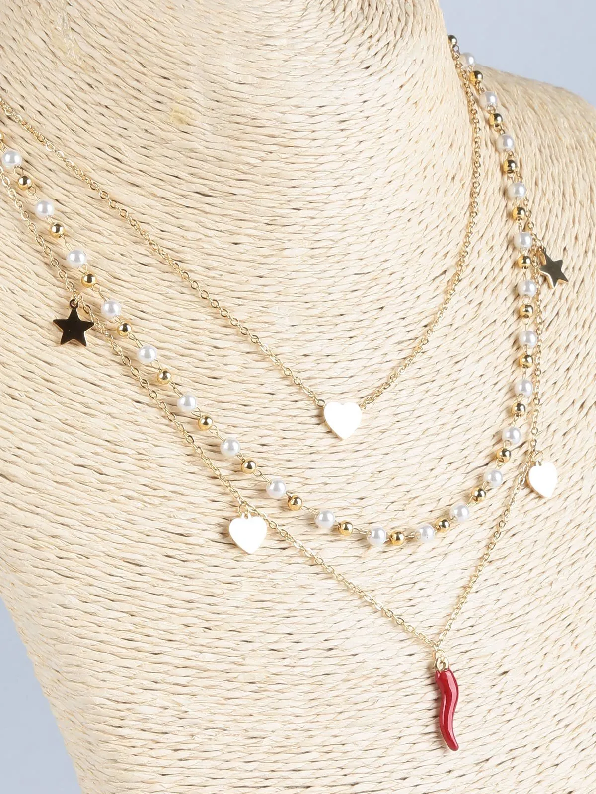 Italian Style Collier femme multirangs avec pendentifs