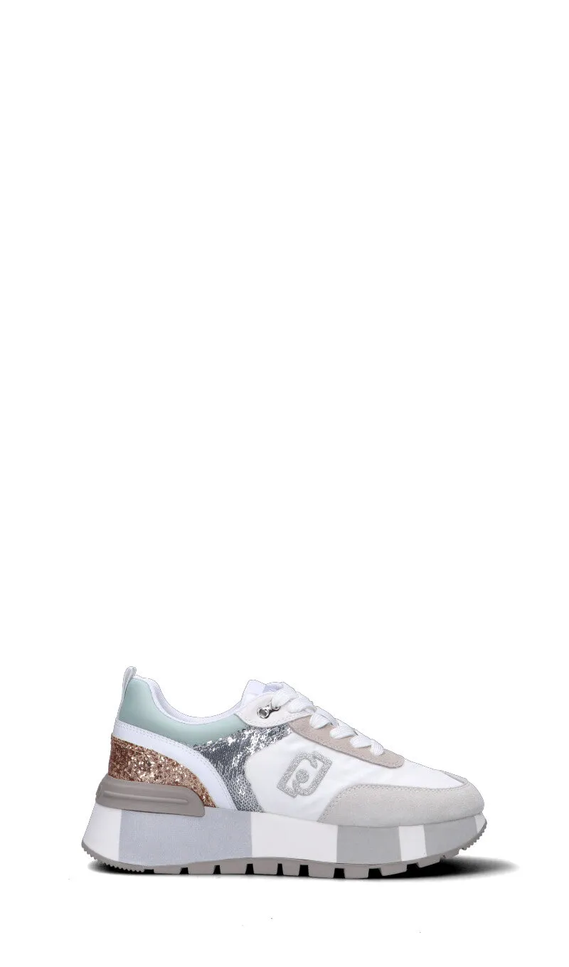 LIU JO Sneaker donna bianca/beige/argento/bronzo/acquamarina in suede