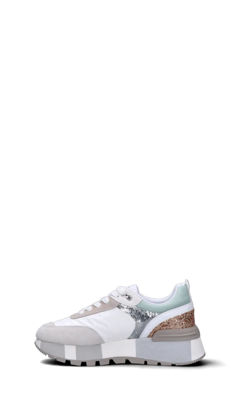 LIU JO Sneaker donna bianca/beige/argento/bronzo/acquamarina in suede