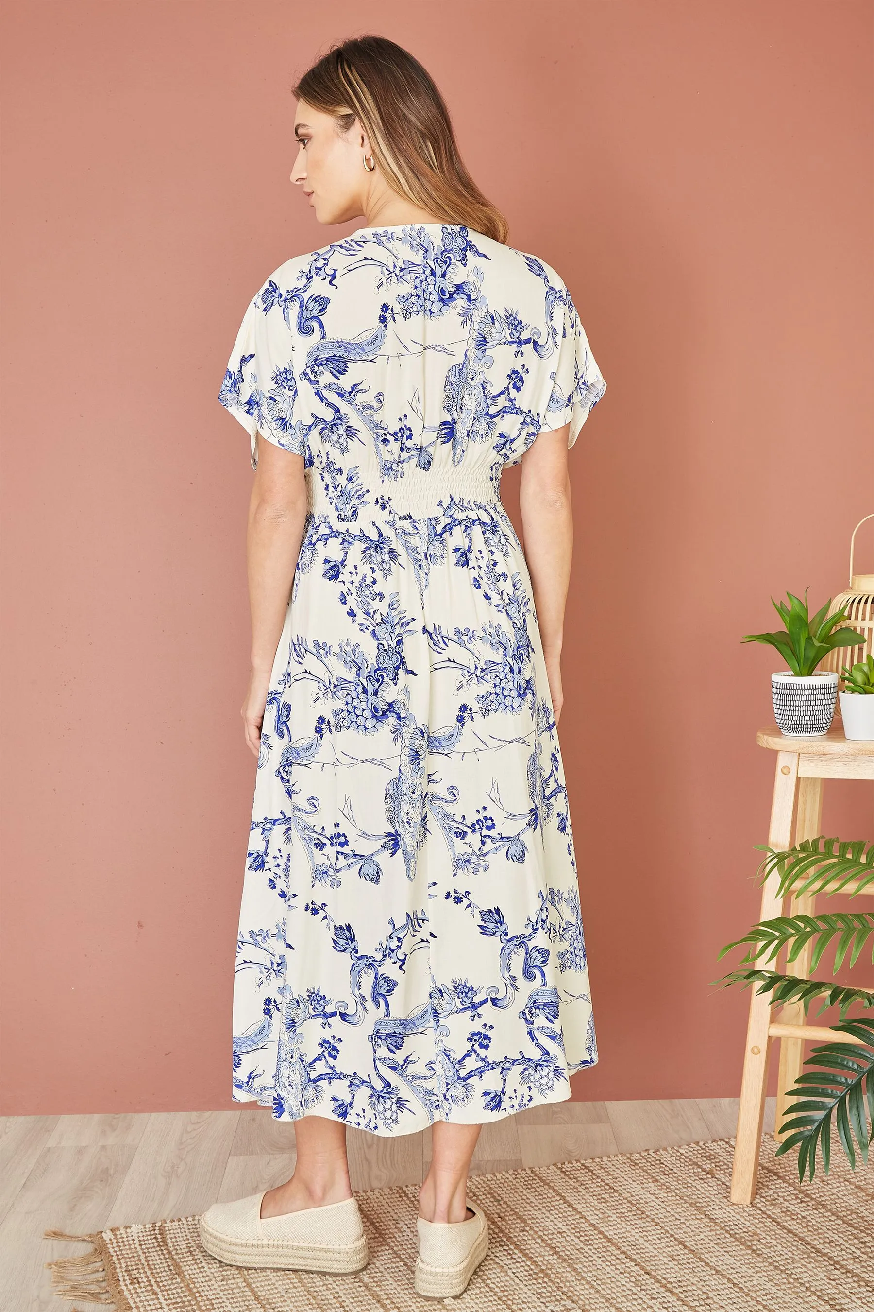 Mela - Abito midi stile kimono arricciato in vita
