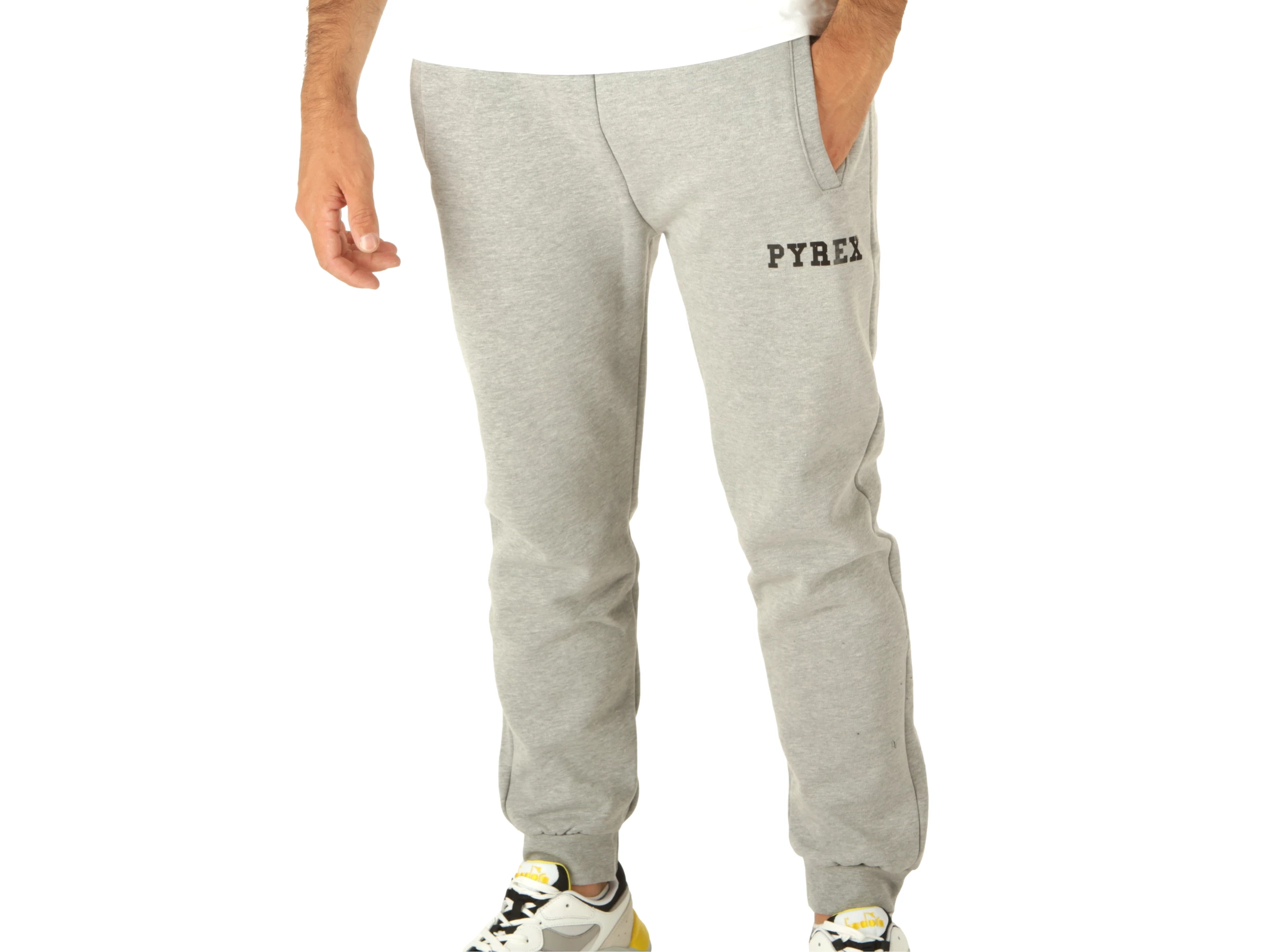 Pantalone Uomo Felpa Grigio Chiaro Melange