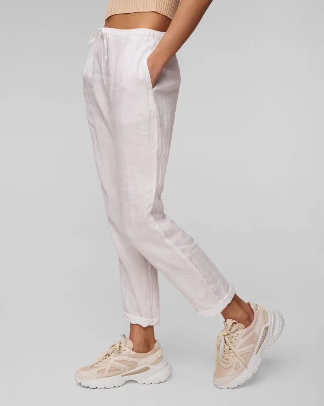 Pantaloni bianchi in lino da donna Deha