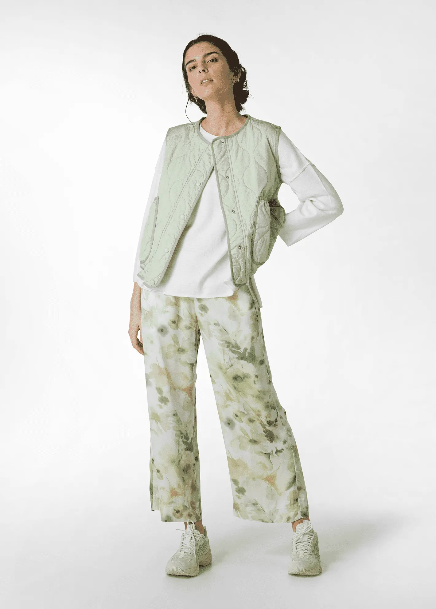 PANTALONI DA DONNA DEHA GREEN FLOWERS D02176 12716