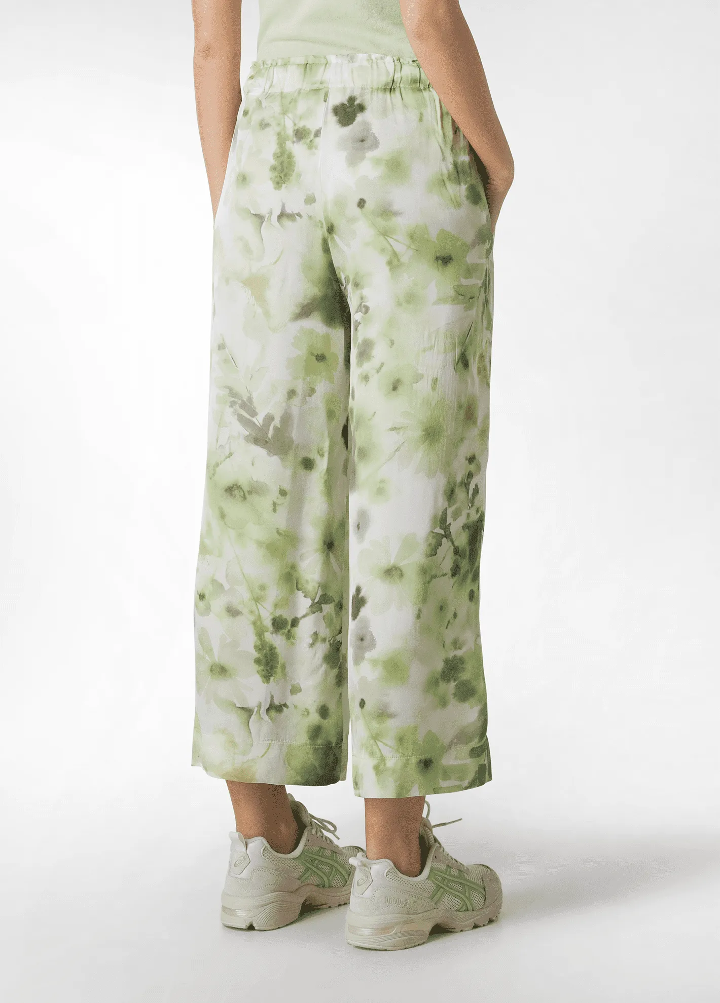 PANTALONI DA DONNA DEHA GREEN FLOWERS D02176 12716