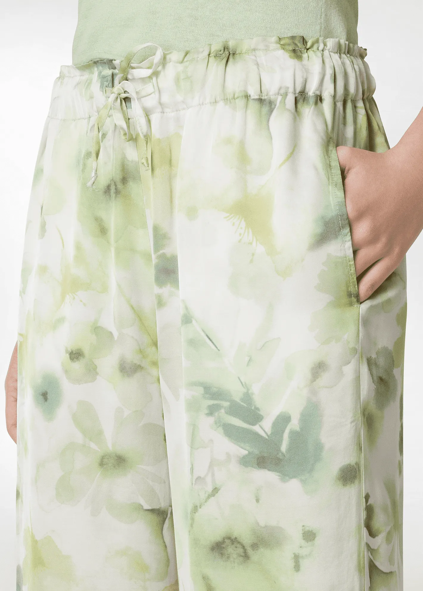 PANTALONI DA DONNA DEHA GREEN FLOWERS D02176 12716