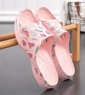 Pantofole da casa Piattaforma di moda Pantofole da bagno con fiori a nuvola Suola morbida Infradito antiscivolo Sandali da donna