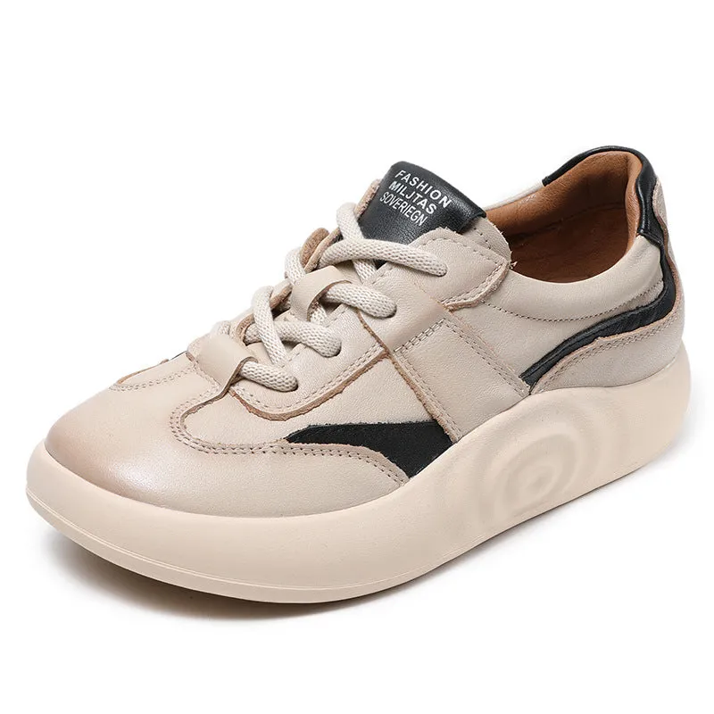 Scarpe casual piatte in pelle alla moda da donna