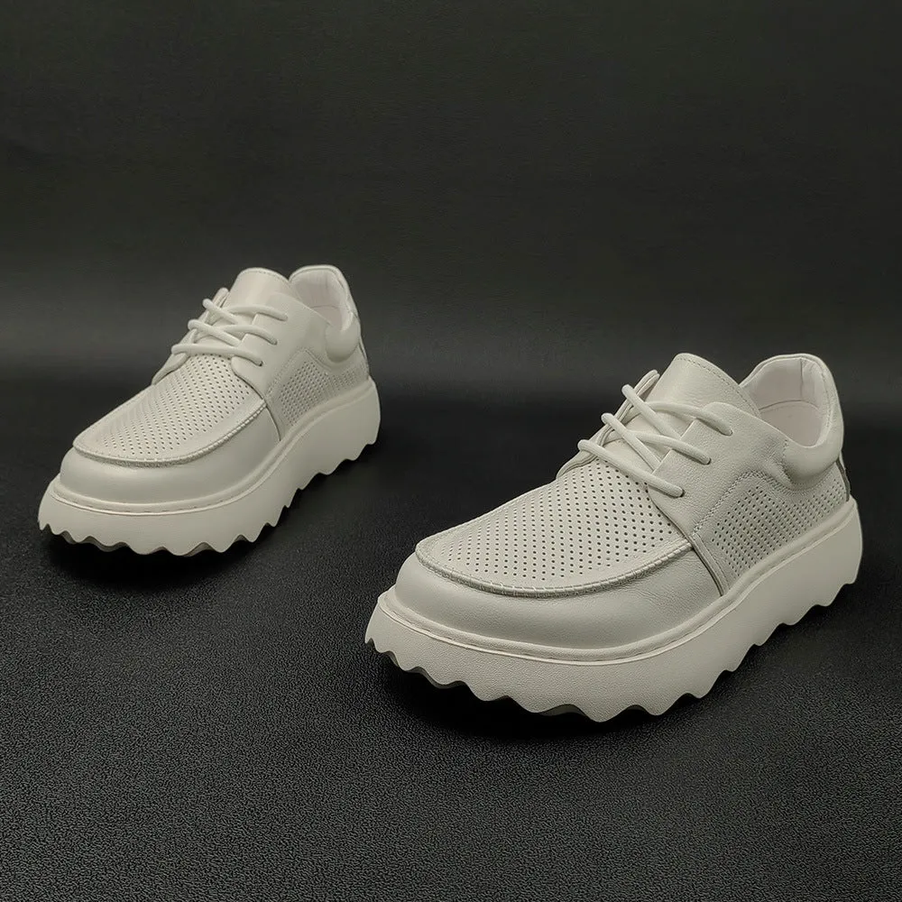 Scarpe casual traspiranti minimaliste in pelle cava da uomo