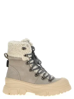 Shearling Suede Ankle Boots Stivali E Stivaletti Grigio