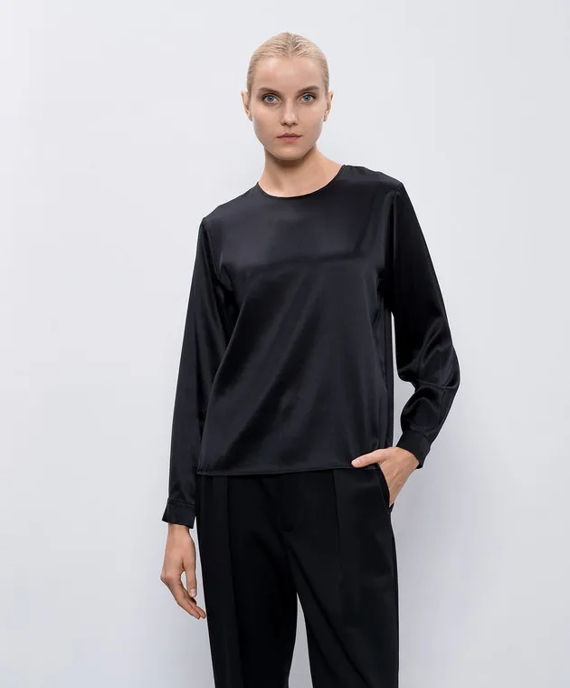 Solotre Blusa in seta nera M1S0001