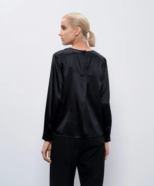 Solotre Blusa in seta nera M1S0001