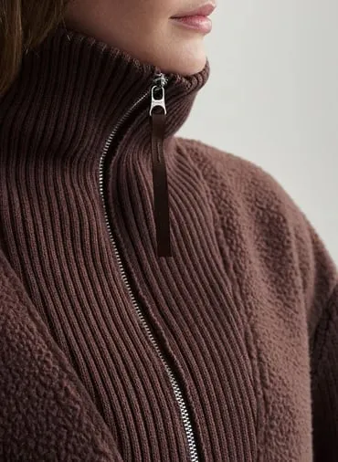  VARLEY   THERESA - Felpa con zip in pile e maglia | Marrone