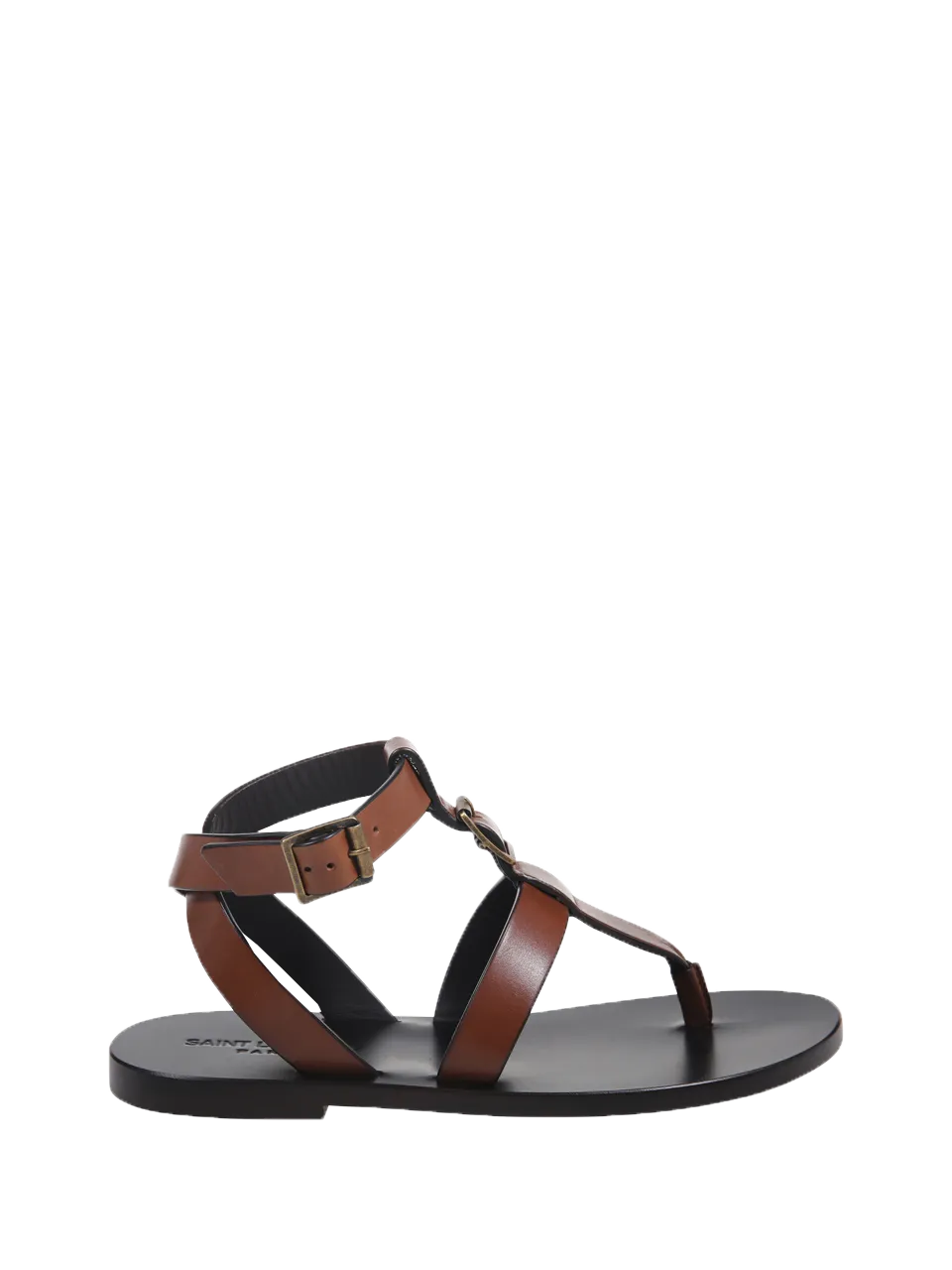 WOMAN SAINT LAURENT BROWN CALF SKIN PEPE SANDAL